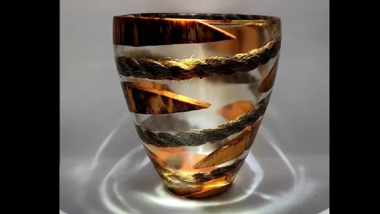 "Coil" How to make a vase from rope, resin and willow wood. Wood turning, resin casting. O.U.R.