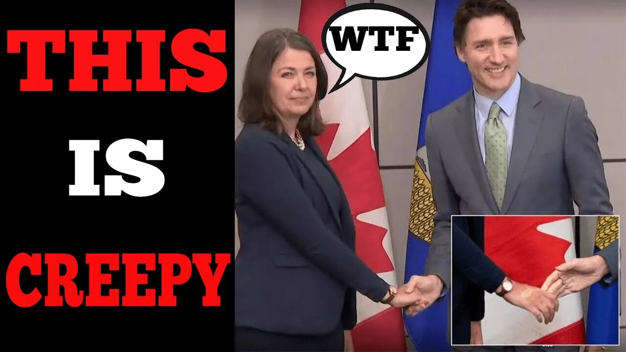 Justin Trudeau "MANHANDLES" Danielle Smith In Weird HANDSHAKE