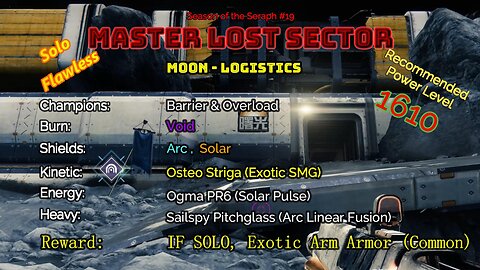 Destiny 2 Master Lost Sector: Moon - K1 Logistics on my Titan Solo-Flawless 2-10-23