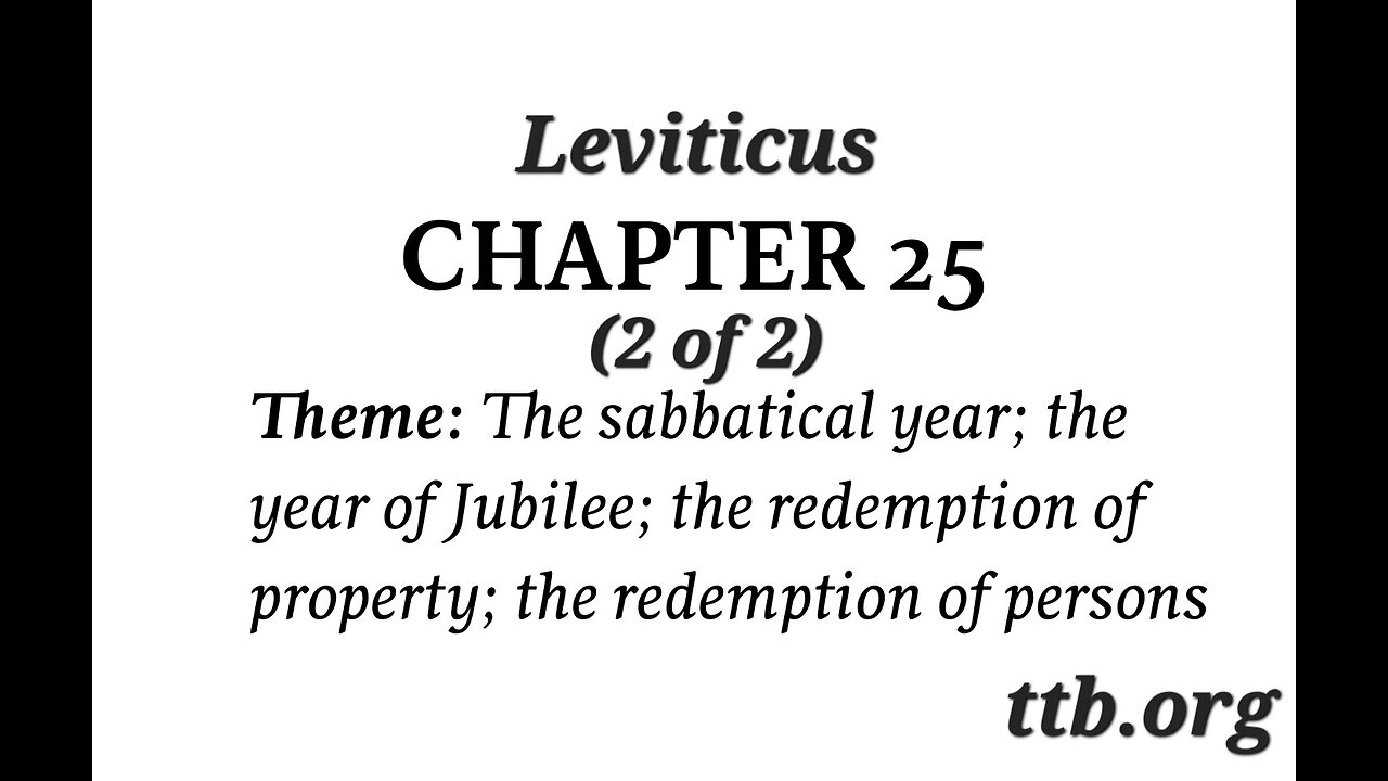 Leviticus Chapter 25 (Bible Study) (2 of 2)