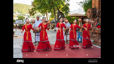 Female Cham dancers performing to traditional Cham dances in Nha Trang, Vietnam CHAM Towers