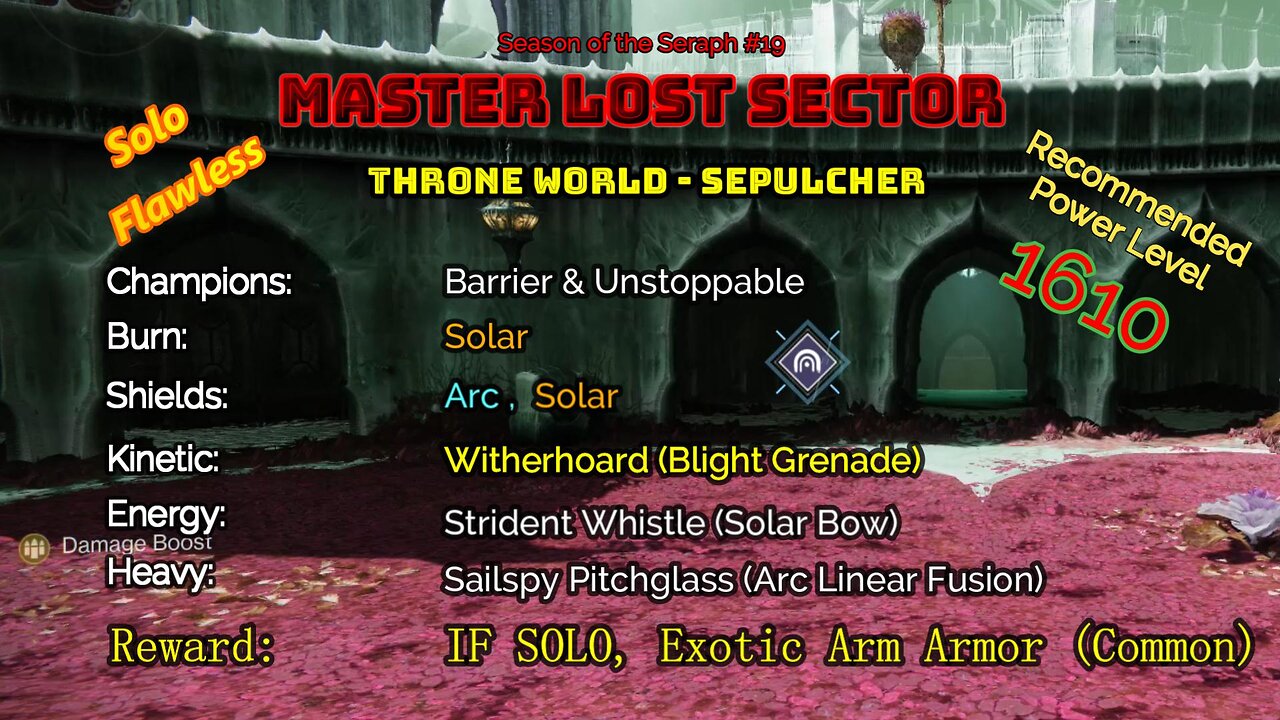 Destiny 2 Master Lost Sector: Throne World - Sepulcher on my Hunter Solo-Flawless 2-6-23