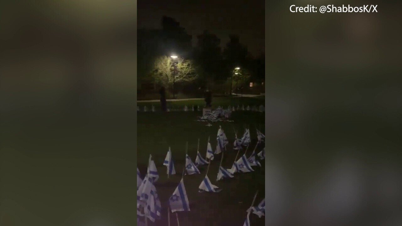 Israeli, American Flag Display Vandalized At Harvard University