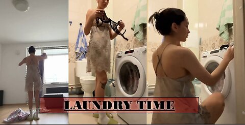 Kira #5: Laundry Time (in Biege Lingerie)