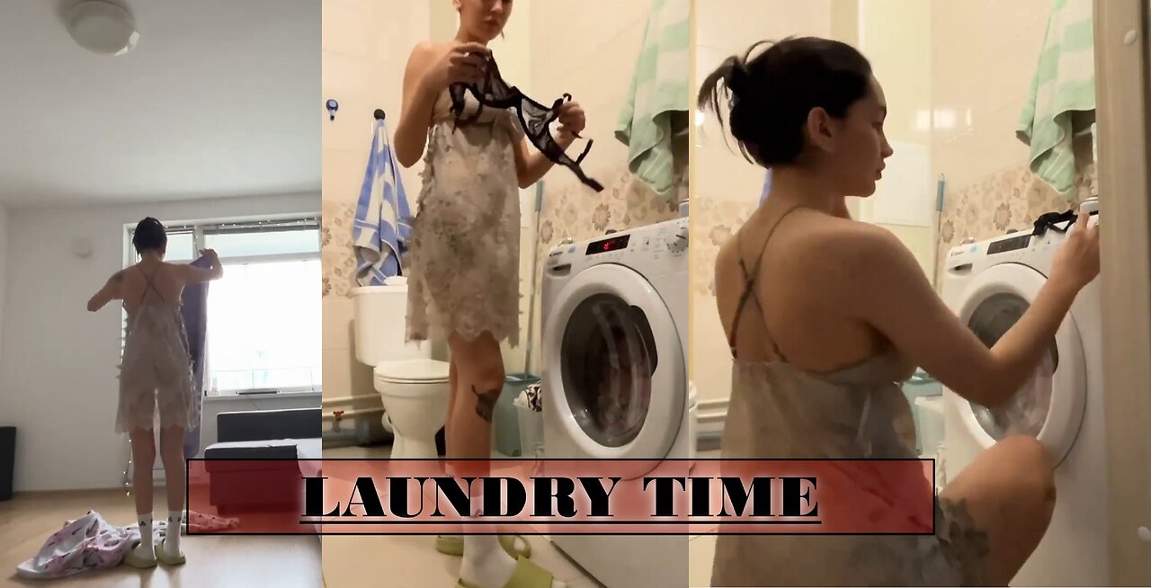 Kira #5: Laundry Time (in Biege Lingerie)