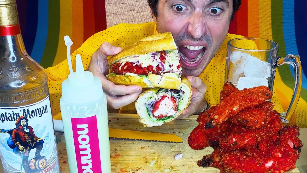 ASMR mukbang HOT CHEETOS FRIED CHICKEN Sandwich ! * no talking eating sounds * nomnom