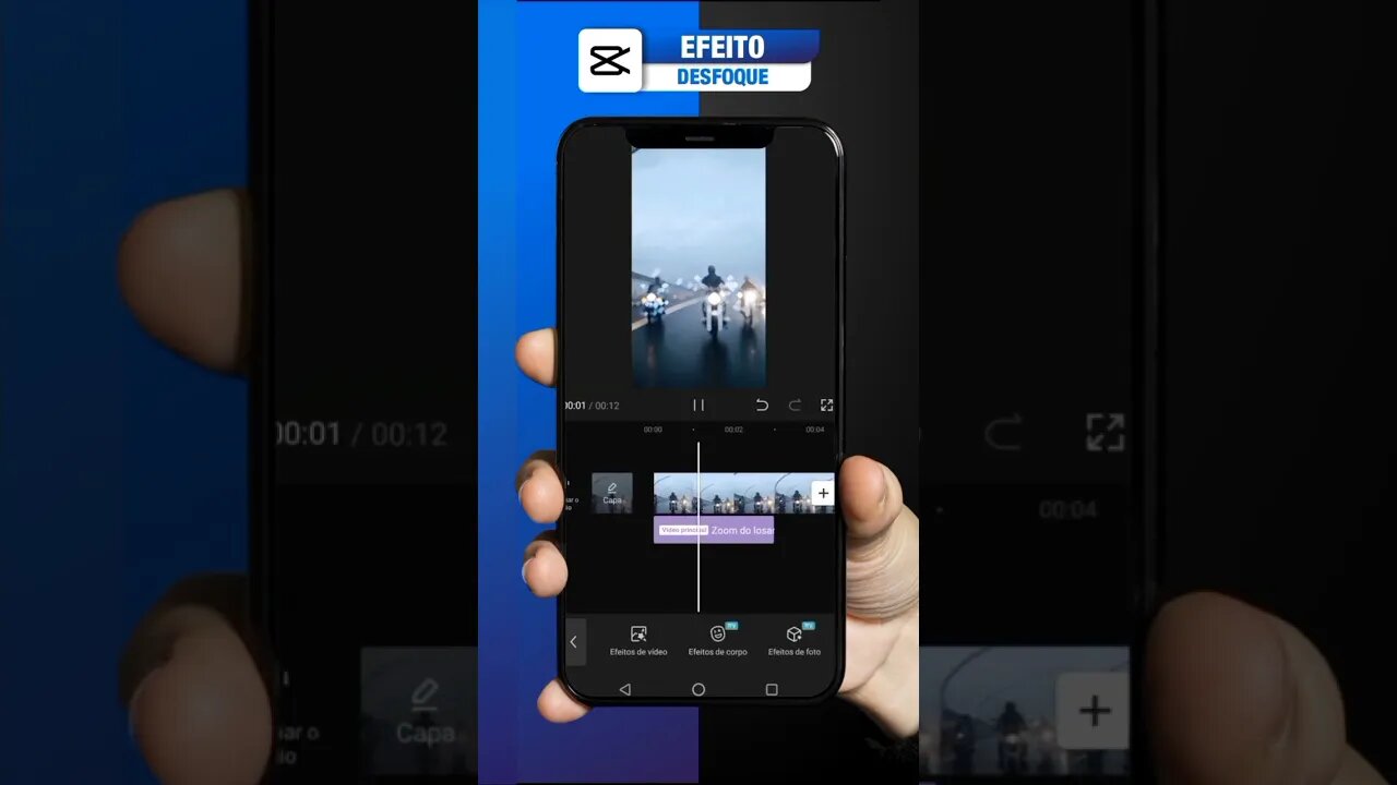 Efeito Desfoque no início do vídeo com CapCut. #capcut #tutorial