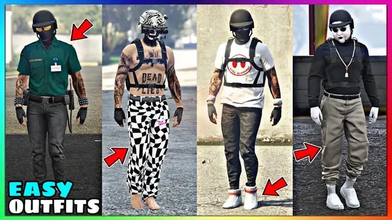 Top 4 Easy To Make Male Tryhard Outfits Using Clothing Glitches #16 (GTA Online)