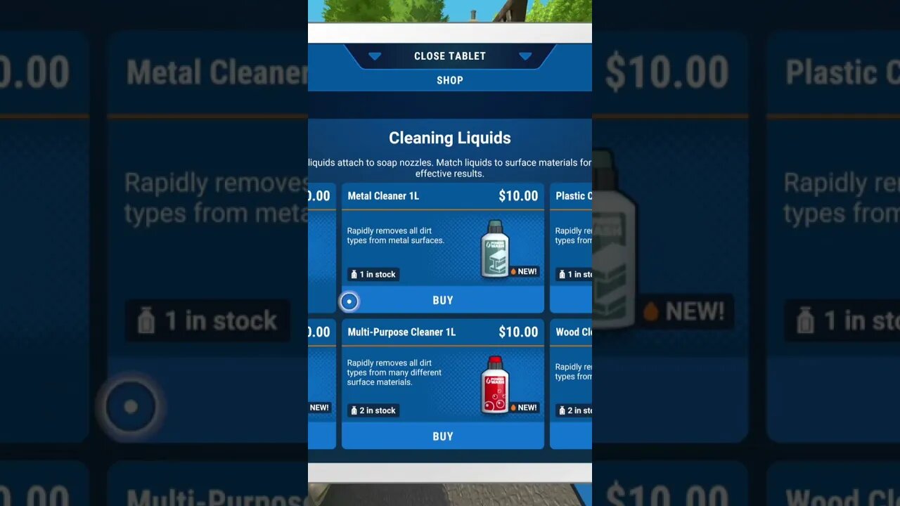 power wash simulator. buying a bunch of useless junk from the store