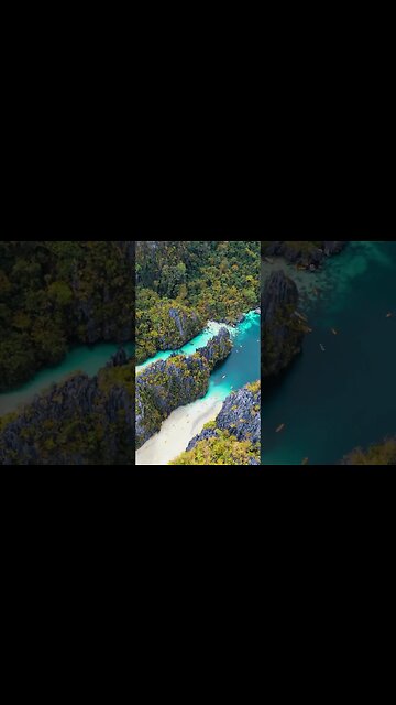 Spectacular view of the azure Lagoons of Palawan