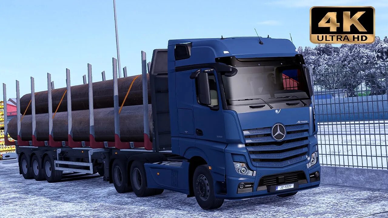 Transporting Large Tubes to Stockholm with Mercedes-Benz MP4 | Euro Truck Simulator 2 Gameplay "4K"