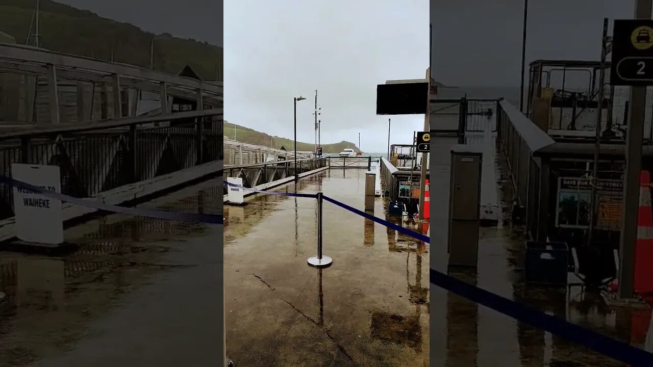 Ferry docking at Matiatia wharf Waiheke Island.