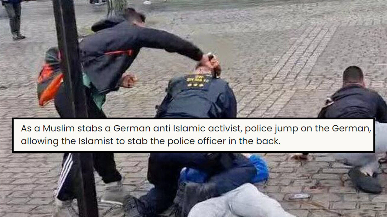 Muslim stabs multiple people, including a Police Officer, on livestream in Mannheim, Germany! 👳🔪👮