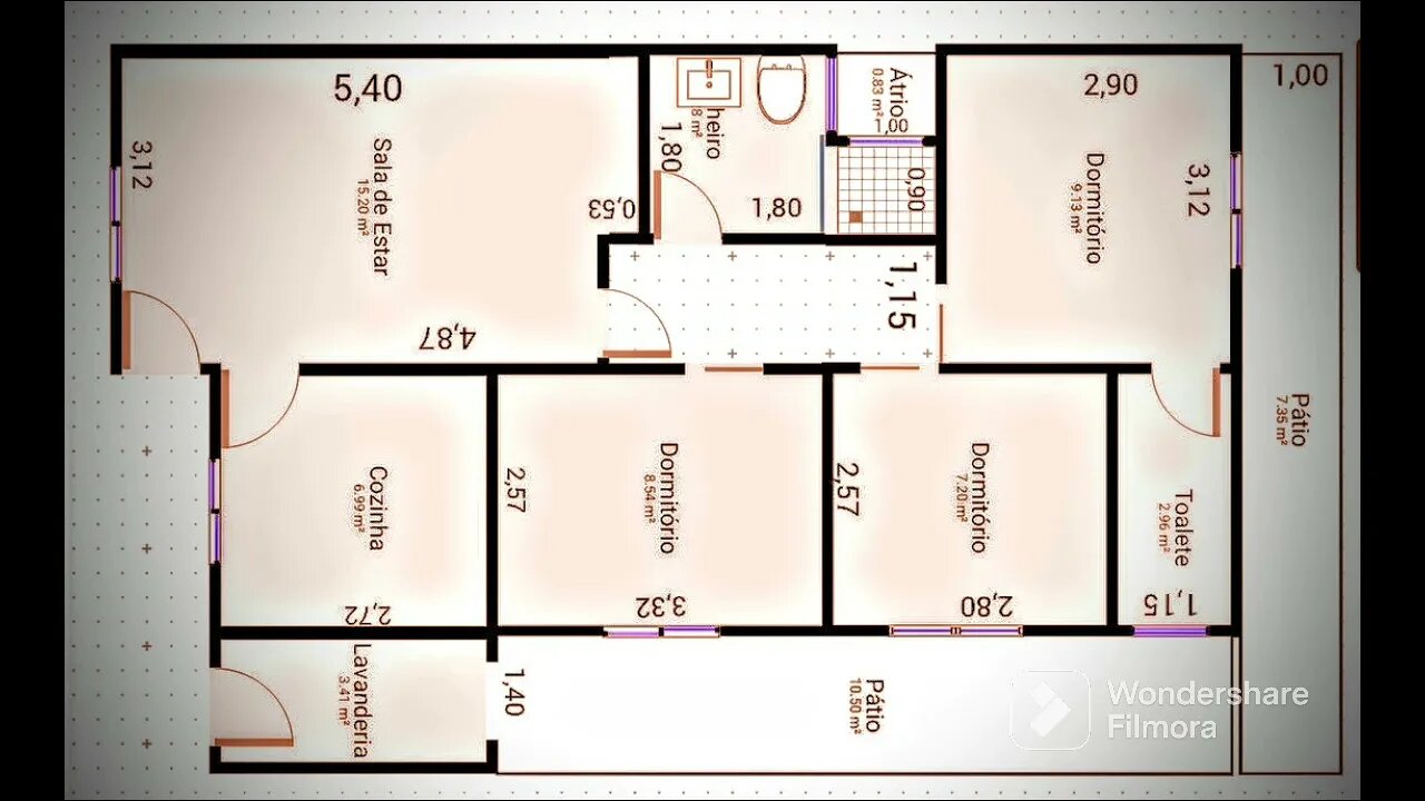 Planta Baixa/10,30X7,40 /Com3Quartos