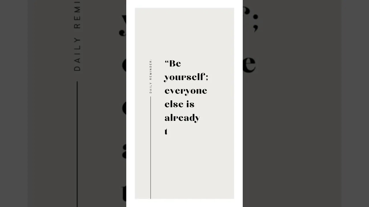Be yourself!