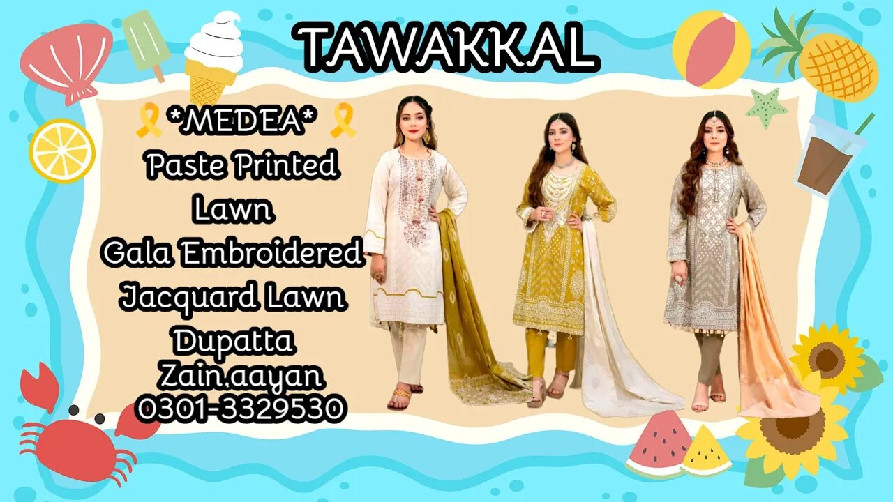 MEDEA TAWAKKAL #embroidered #lawn #printed #cotton #jacquard || ZAIN.AAYAN COLLECTION ||