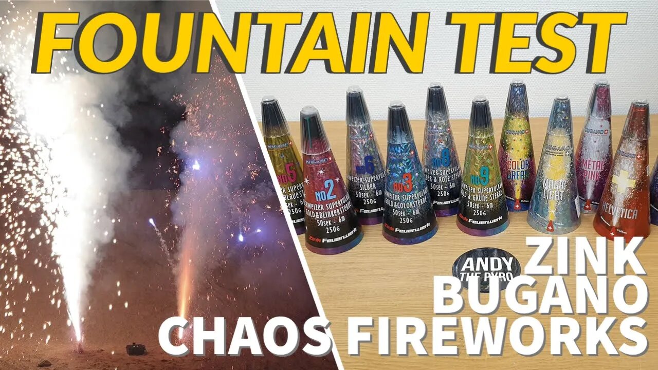 BIG Firework Fountain Test | Bugano/Zink + many more | Over 6m/20ft height!