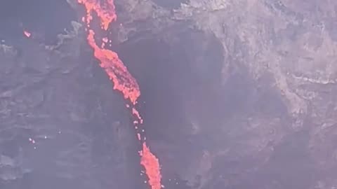 Lava Fall on Mount Etna Volcano