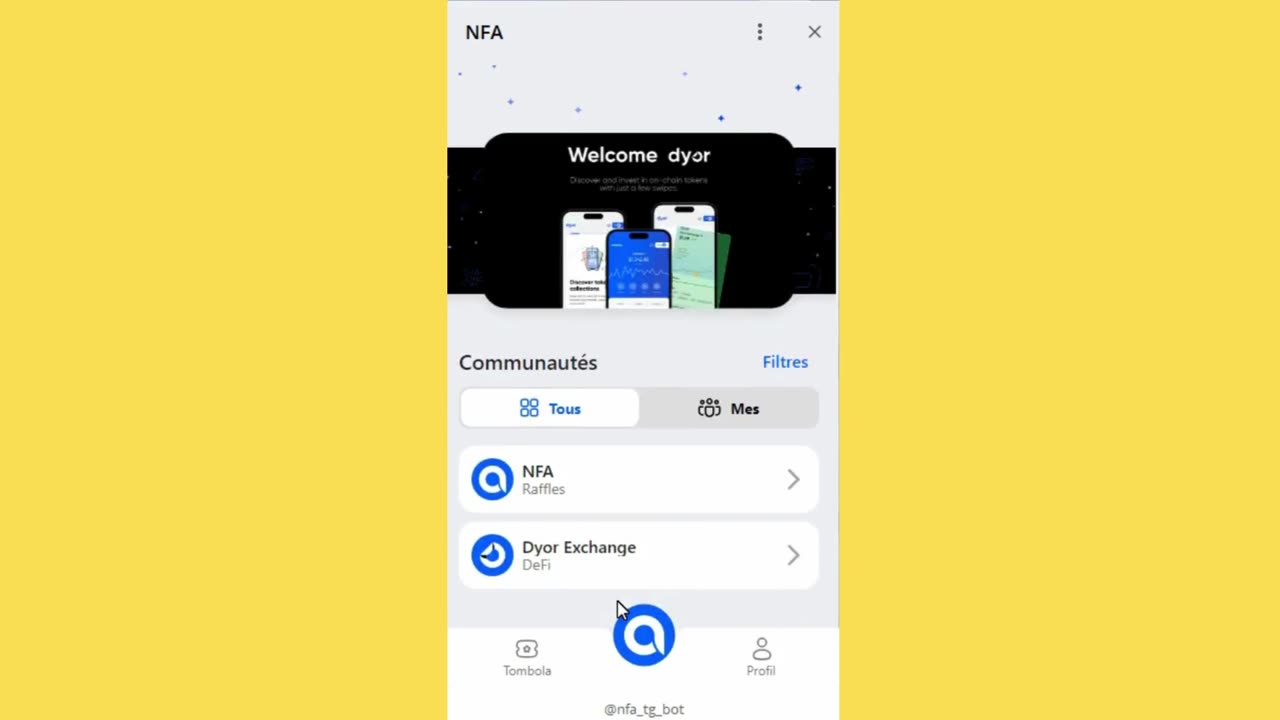 new mining mini app bot telegram NFA