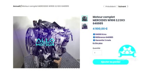 ALLOMOTEUR.COM - Moteur complet MERCEDES W906 2.2 DCI 646985