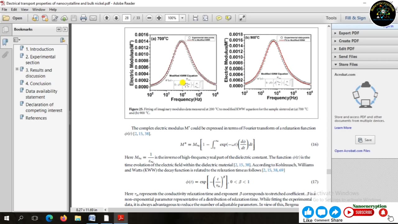 How to incorporate Modified Kohlrausch Williams Watts Function in the electric modulus using origin