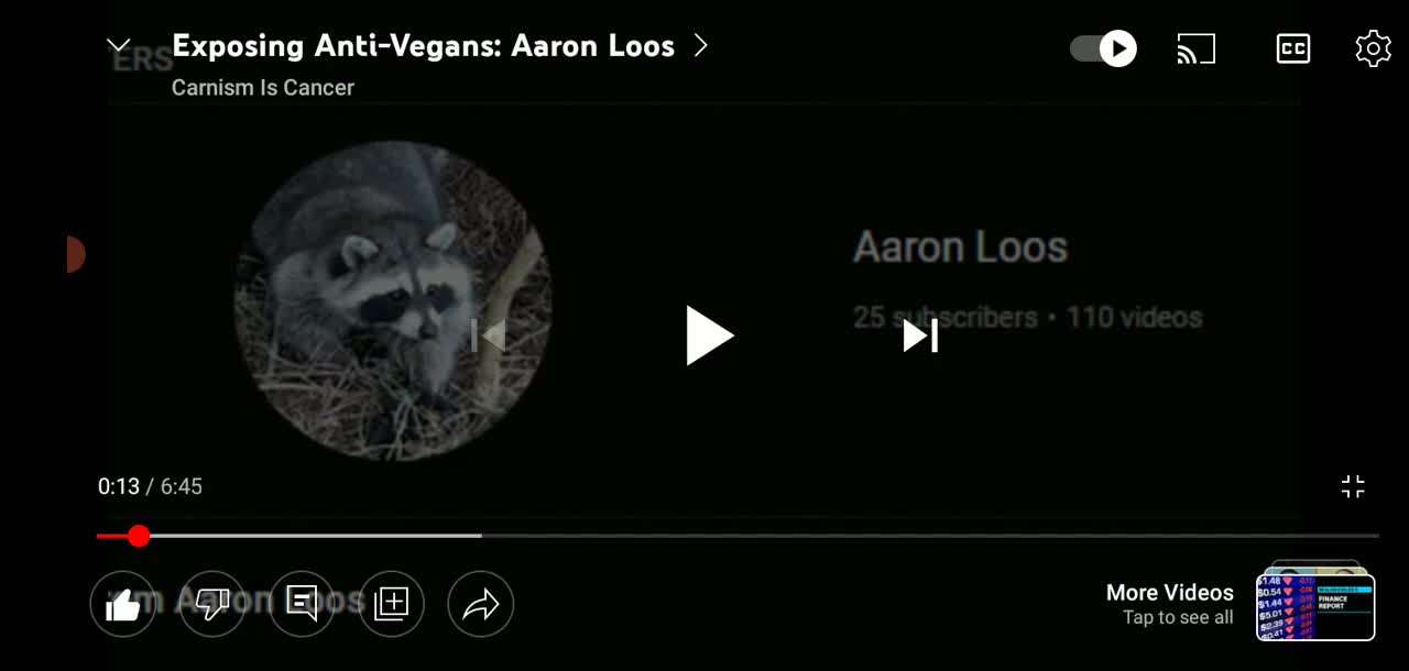 Aaron Loos deleted video directed to Carnism Is Cancer 8