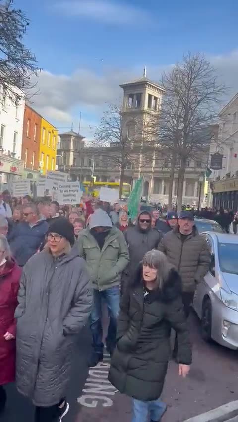 Thousands of Irish citizens march on Talbot Street in Dublin