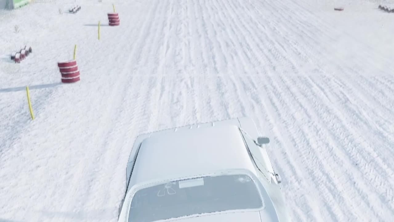 Wreckfest snow race, clips of jumps on a snowy road