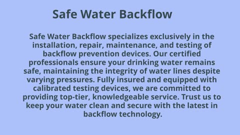 Backflow Prevention Services