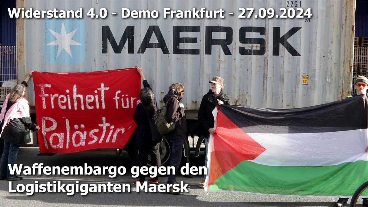 Rede auf der Demonstration zum Waffenembargo gegen Maersk am 27.9.24 in Frankfurt