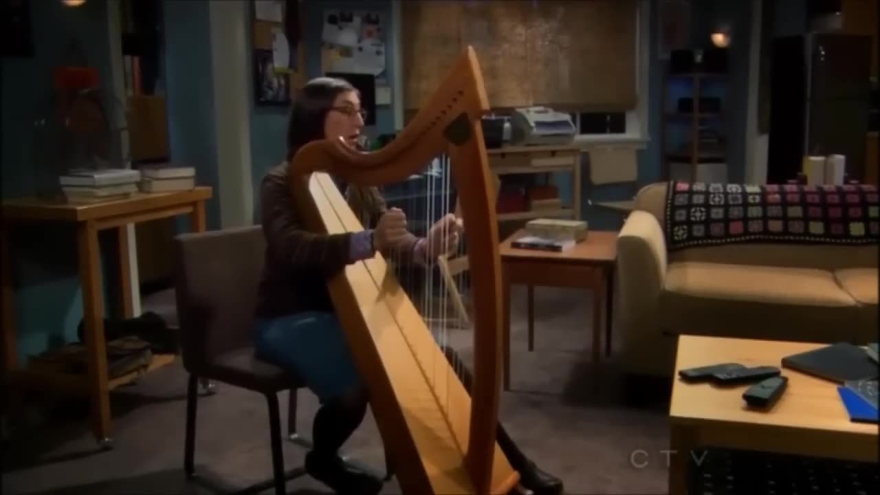 Amy Playing The Harp - The Big Bang Theory