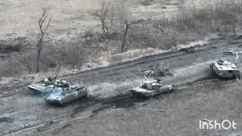 Russian Tank Hit With Missile and Tries to Drive Away