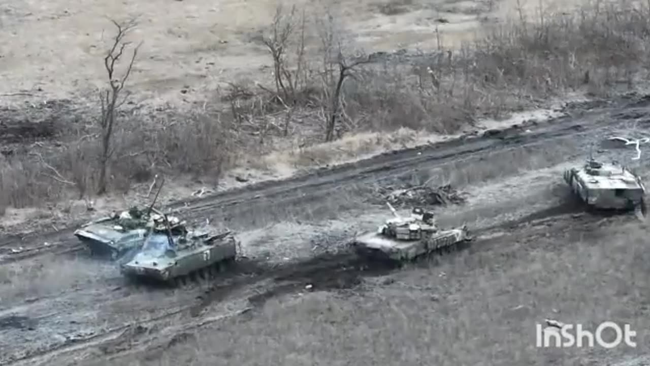 Russian Tank Hit With Missile and Tries to Drive Away