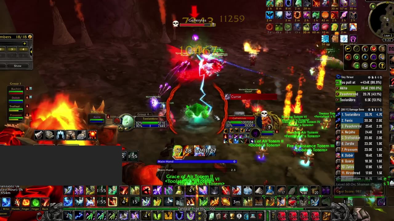 Ghennas WoW classic SoD Ele Shaman Molten Core boss fight - Gameplay – 2500 dps. Gearscore 1010