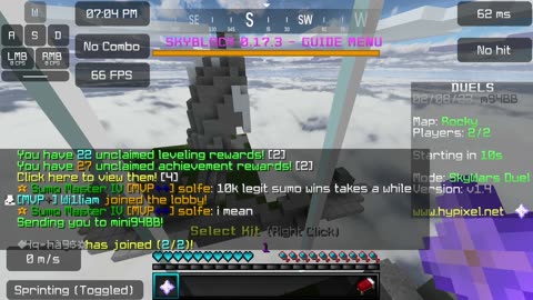 My 10-11 Second Skywars duel speedrun