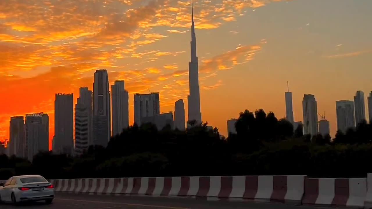 Wonderful Evening In Dubai Behind Burj Khalifa