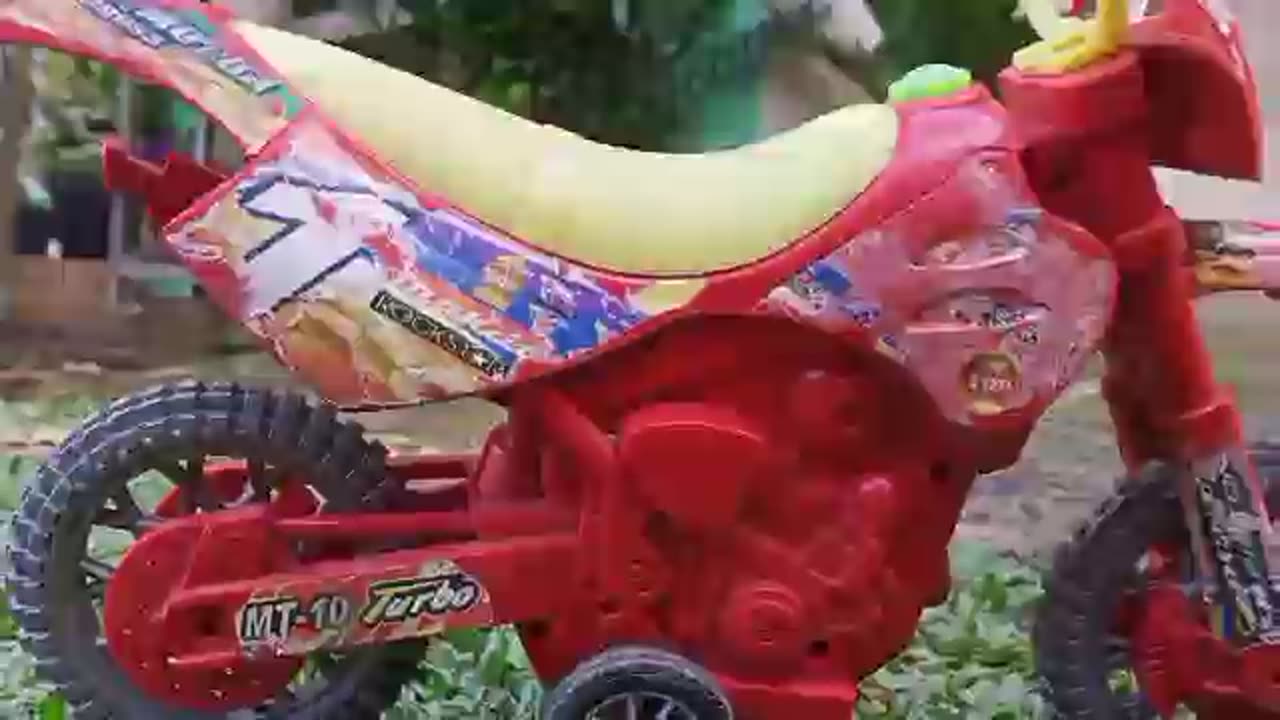 cinematic video of dirt bike toys