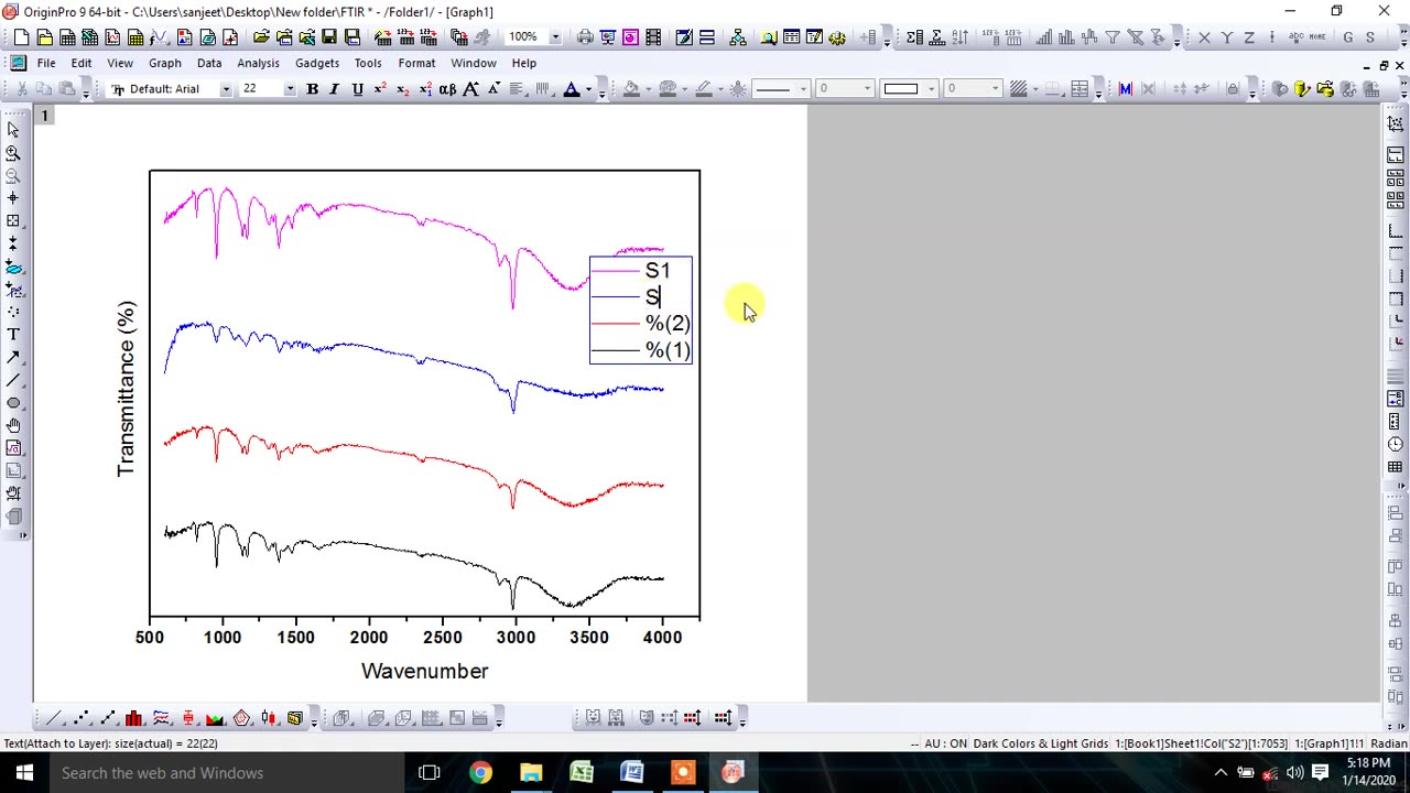 How to merge FTIR plot in one plot if you have no. of FTIR dat via origin software.