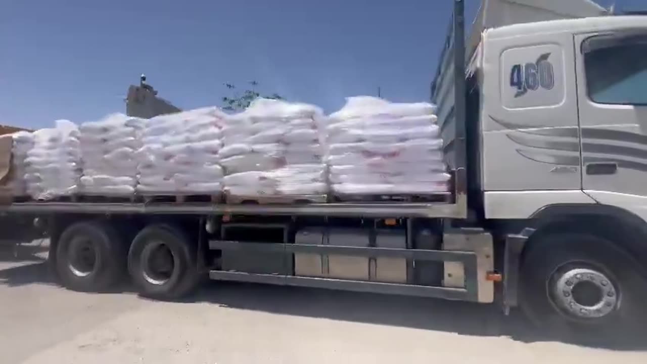 Dozens of humanitarian aid trucks entered Gaza via the Kerem Shalom
