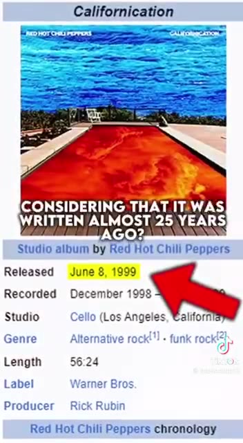 With the Red Hot Chili Peppers song californication.