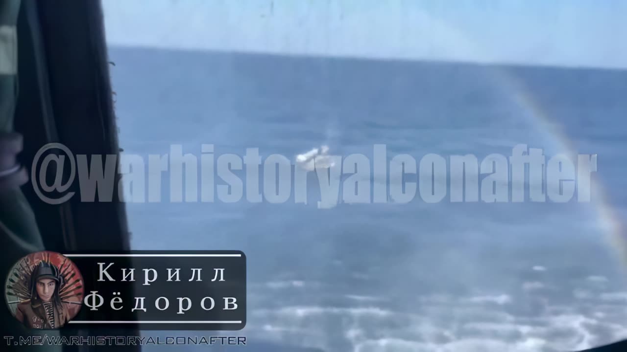 Russian KA-29 helicopter destroys a Ukranian naval drone that had a R-73 air to air missile on it