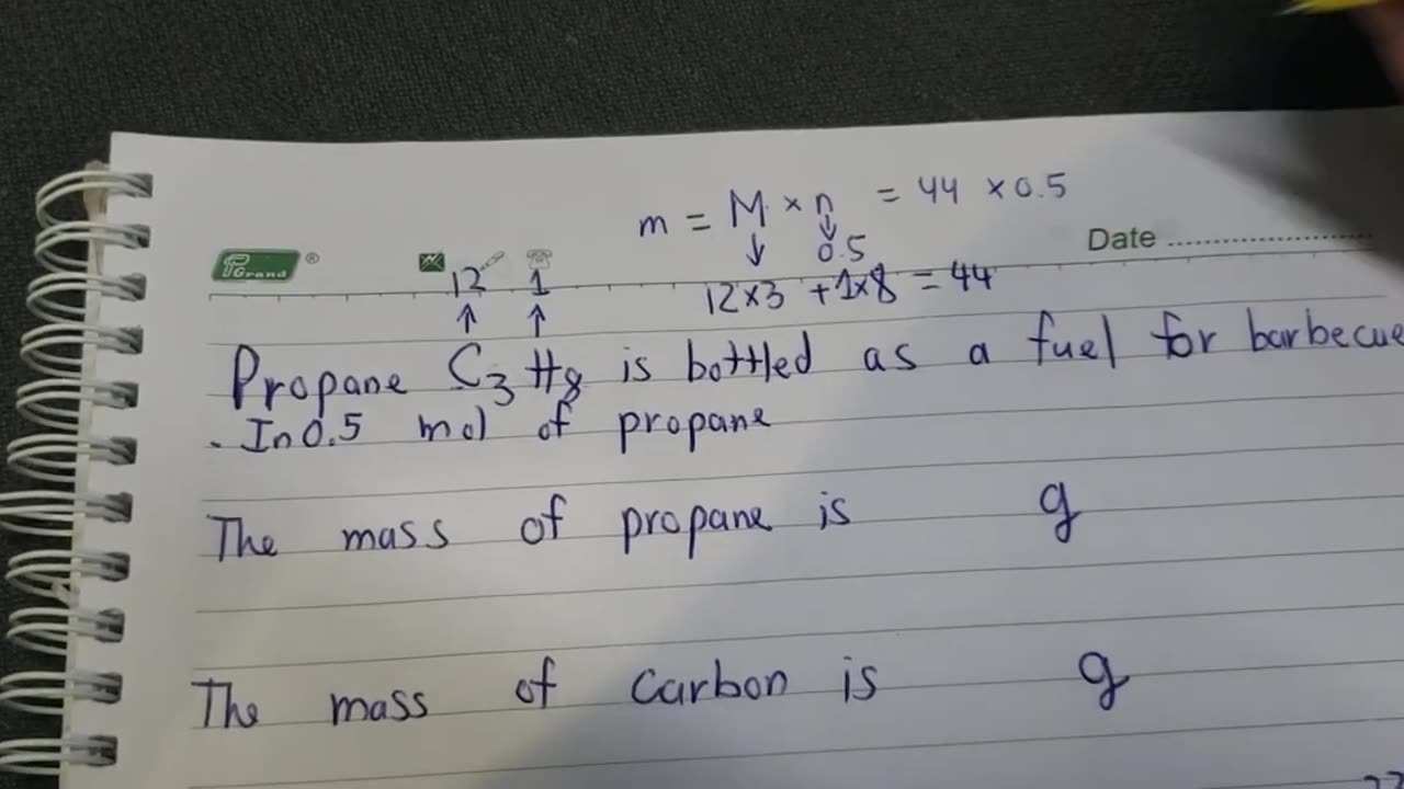 Chemistry Help: Propane C3H8 is bottled as a fuel for barbecues. In 0.500 mol of propane -Molar Mass