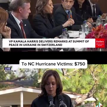 Kamala Harris sends $1.5 billion more to Ukraine and $750 to Flood Victims???