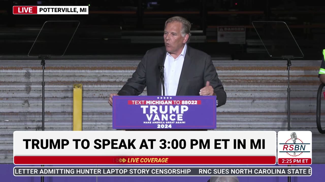 FULL SPEECH: Mike Rogers Speaks at Trump Event in Potterville Michigan - 8/29/24