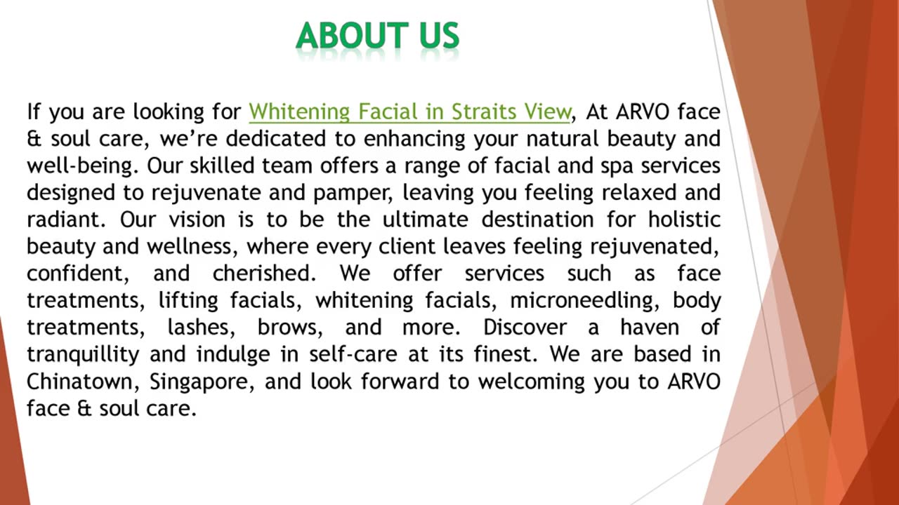 If you are looking for Whitening Facial in Straits View