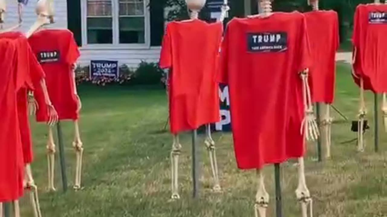 Check out this Halloween display of Trump & Kamala Harris Skeleton Voters!