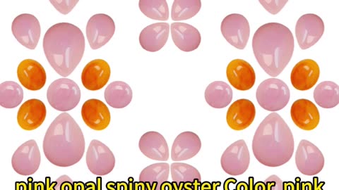 pink opal spiny oyster Color pink orange Shape oval roundle pear gemstone cabochon 20241003-06-08