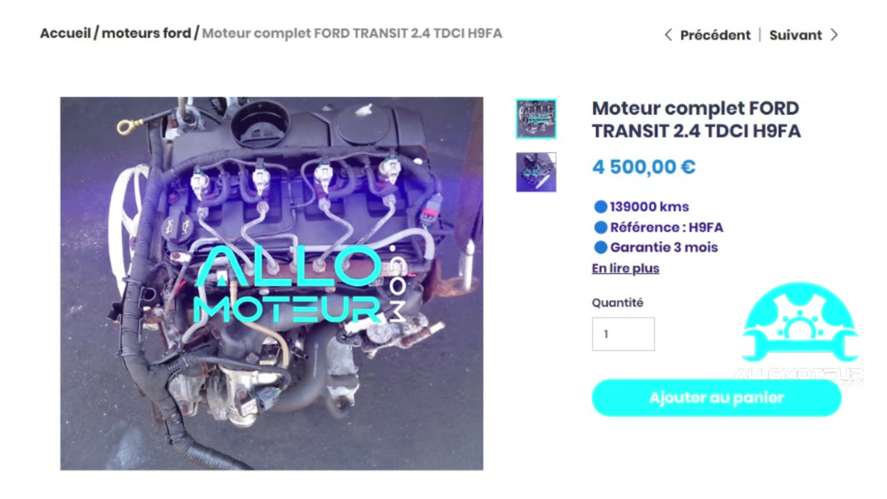 ALLOMOTEUR.COM - Moteur complet FORD TRANSIT 2.4 TDCI H9FA