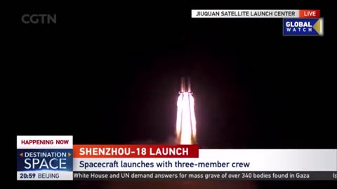 China launches three Taikonauts into space.