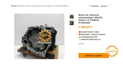 AEPSPIECES.COM - Boite de vitesses automatique VOLVO XC40 1.5 T20E7E P1285469